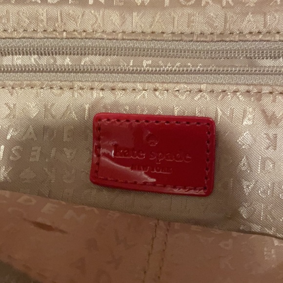 Kate Spade small Harmony Metro Perforated patent & leather Heart Red Tote Bag - Picture 7 of 16